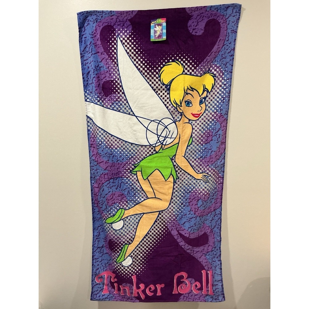 Vintage Disney Tinker Bell Peter Pan Beach Bath Towel Brazil New With Tags